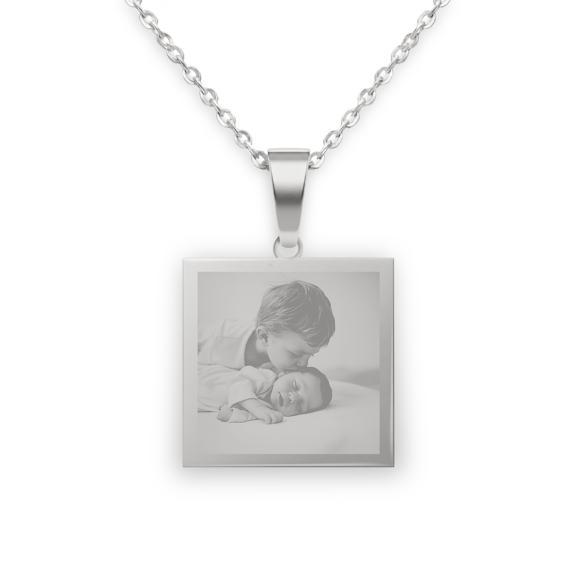Colar com foto personalizado - Quadrado - Prata