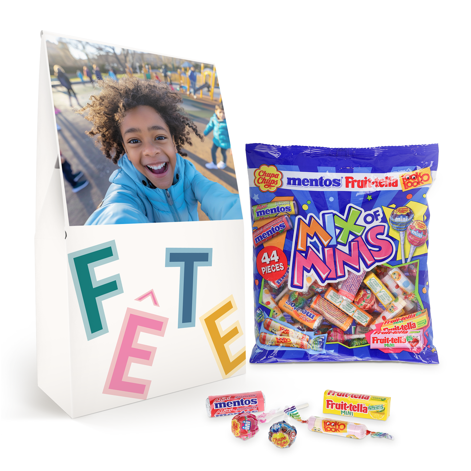 Mélange de bonbons avec Fruit-tella 44 personnalisé