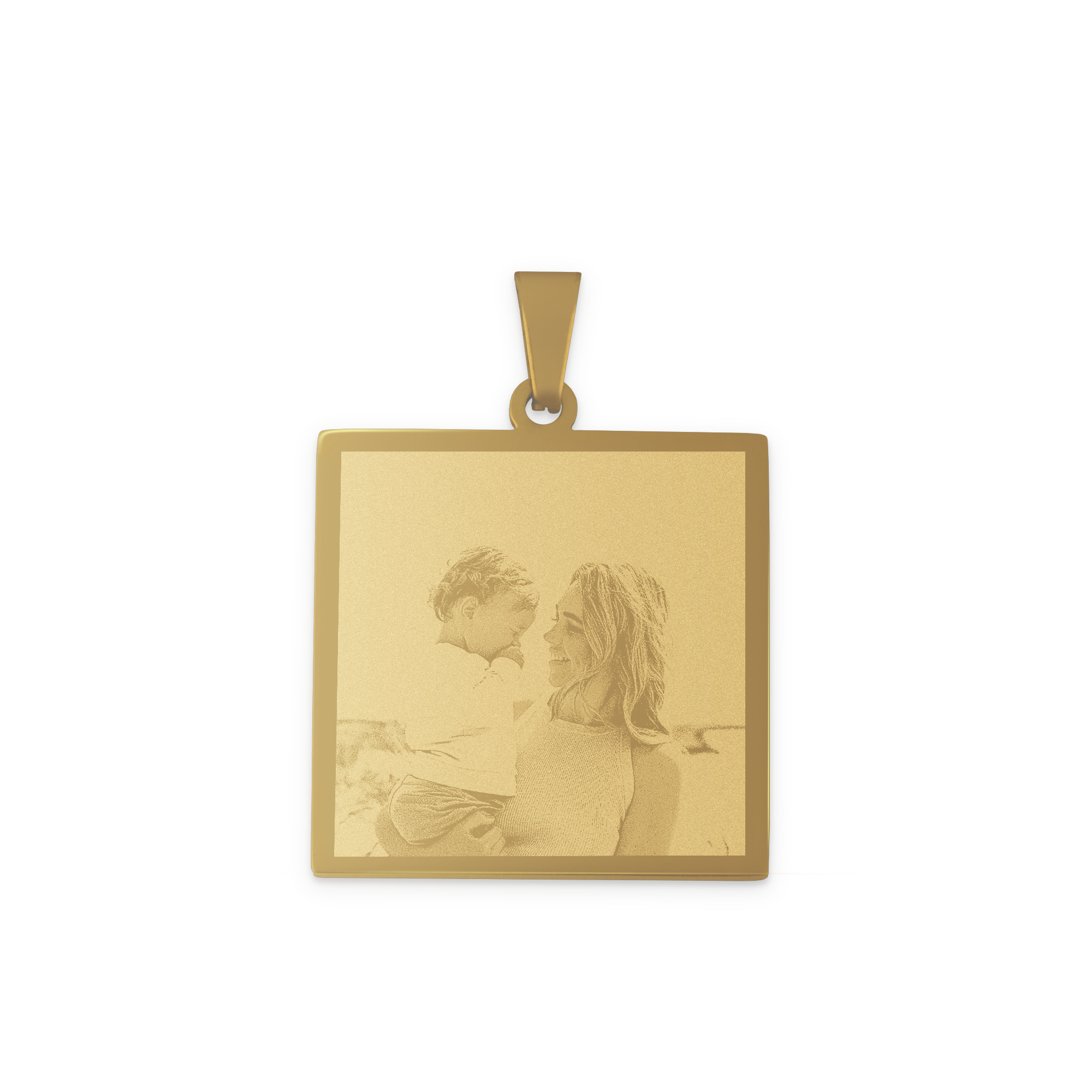Square pendant with photo - gold