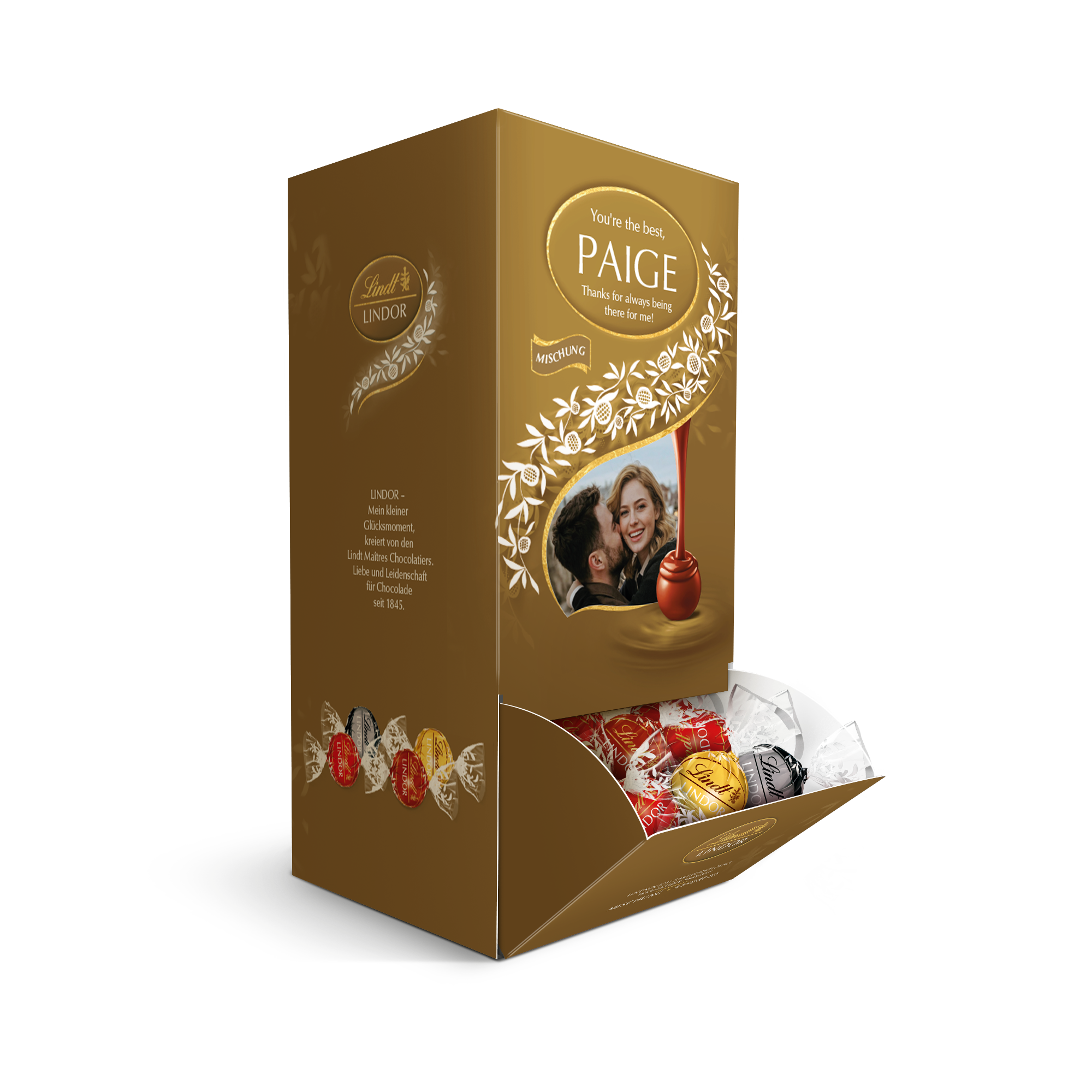 Personalizovaný dávkovač s výběrem čokolád Lindt