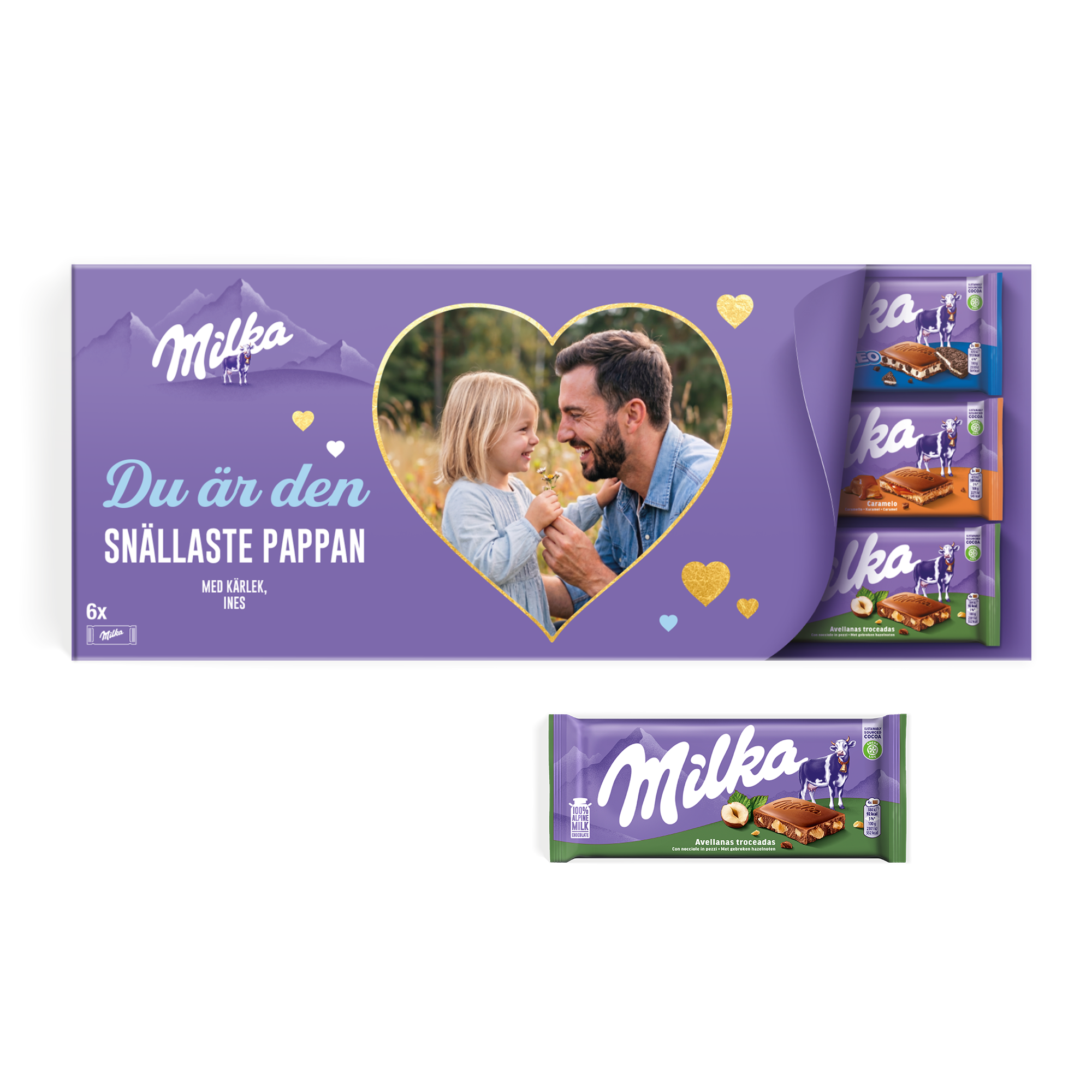Mega Milka med tryckt namn