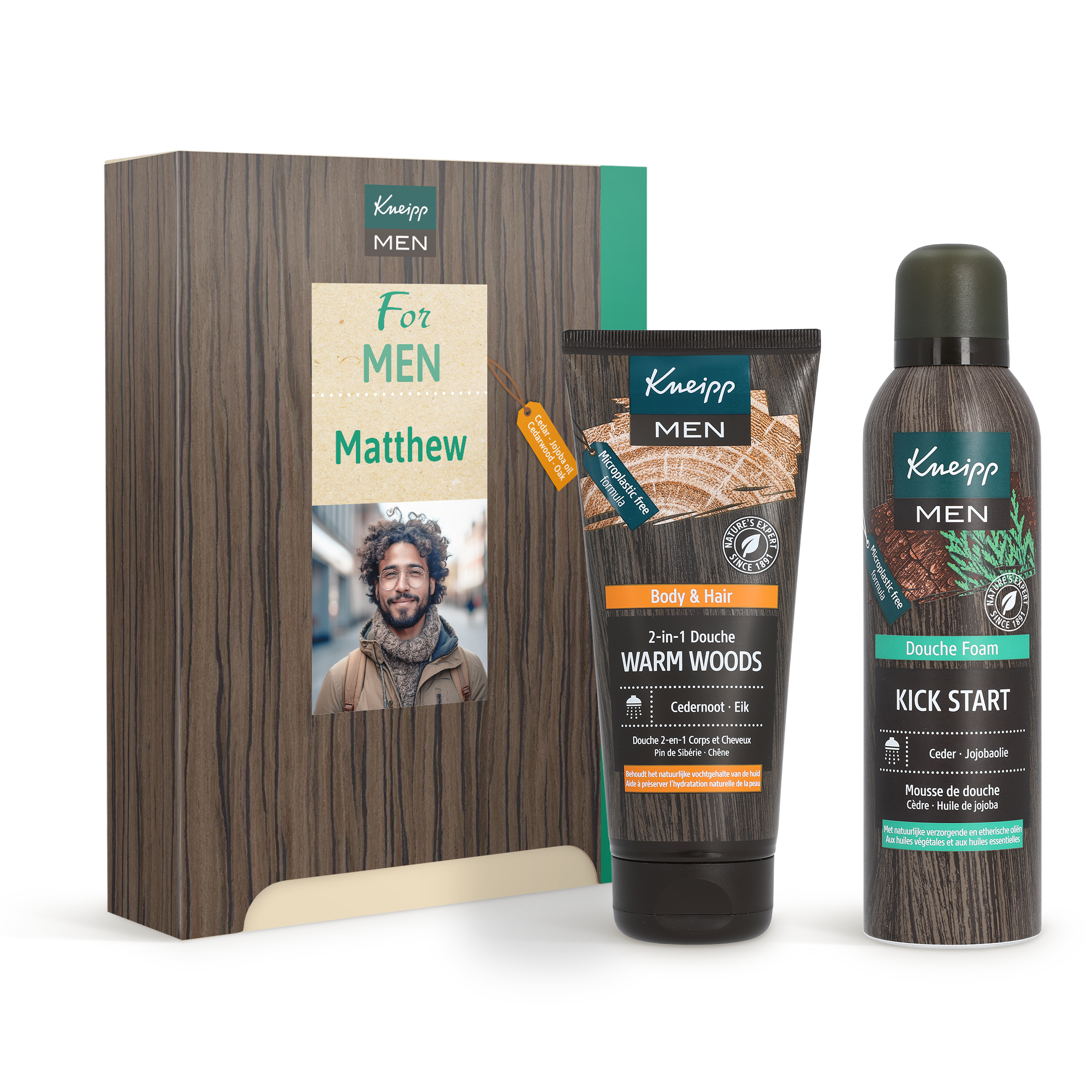 Conjunto de presente Kneipp personalizado para homens - design Kneipp