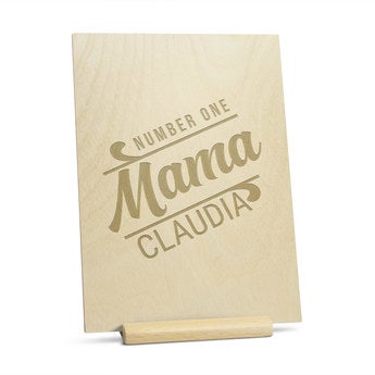 Houten Moederdag kaart - Gegraveerd - Verticaal