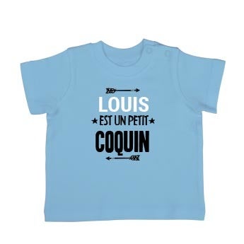 T-shirt bébé - Manches courtes - Bleu ciel - 62/68
