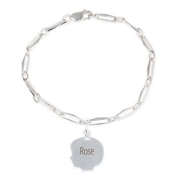 Bracelet gravé argent -  Charm petite fille