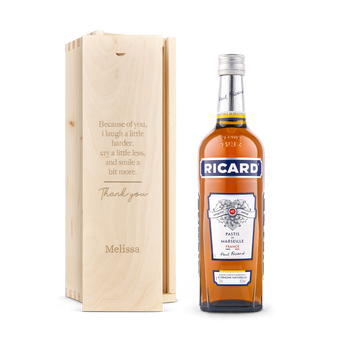 Ricard Pastis liqueur in engraved case