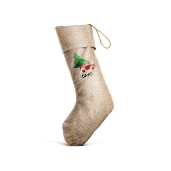 Personalised burlap Christmas stocking