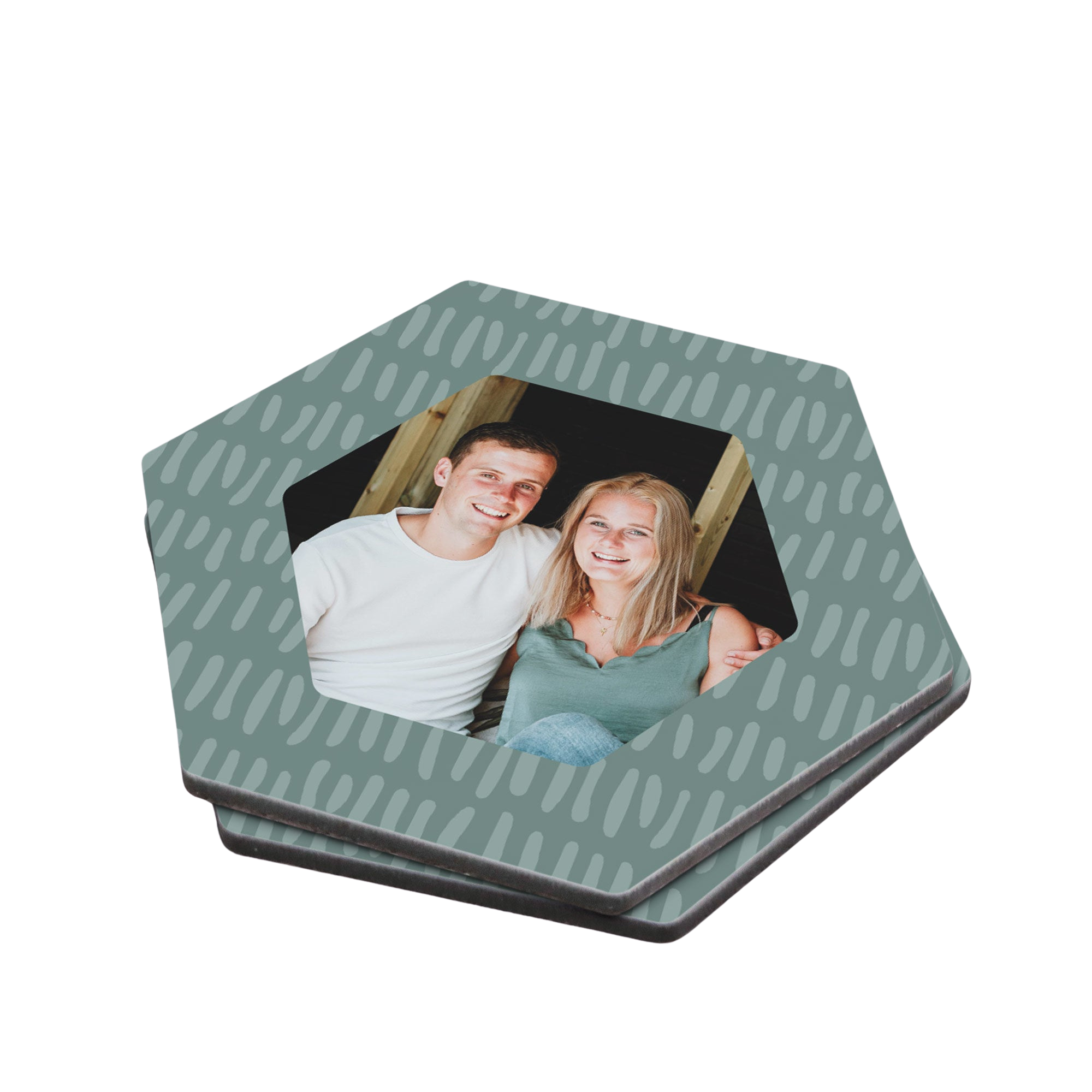 Premium Photo Coaster- Hardboard - Hexagon - 2 pieces