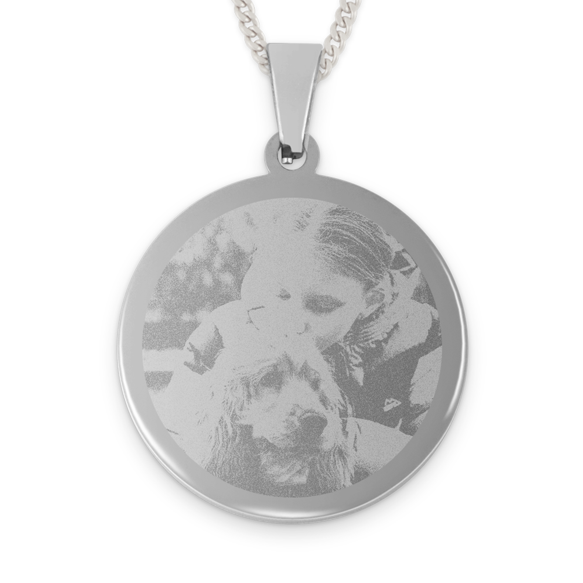Round pendant with photo - silver