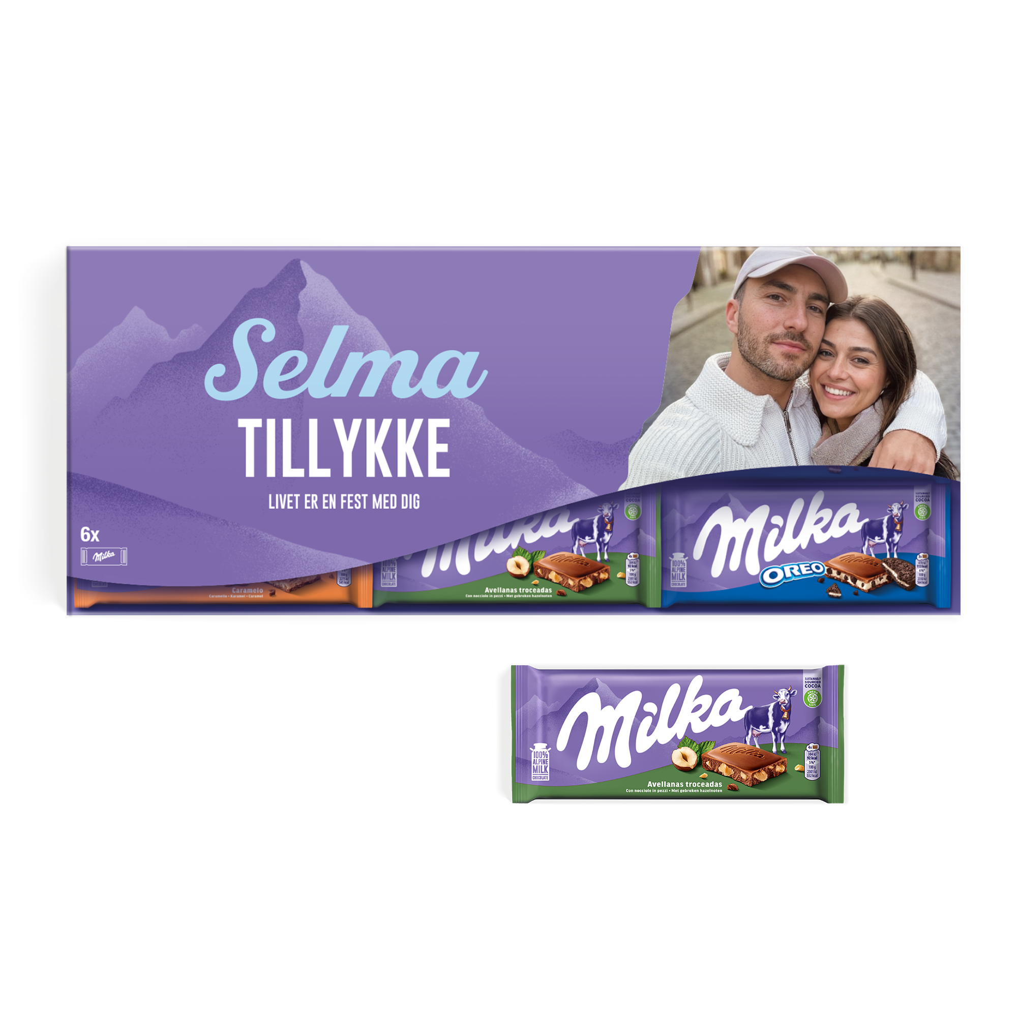 Personlig Mega Milka med navn og billede
