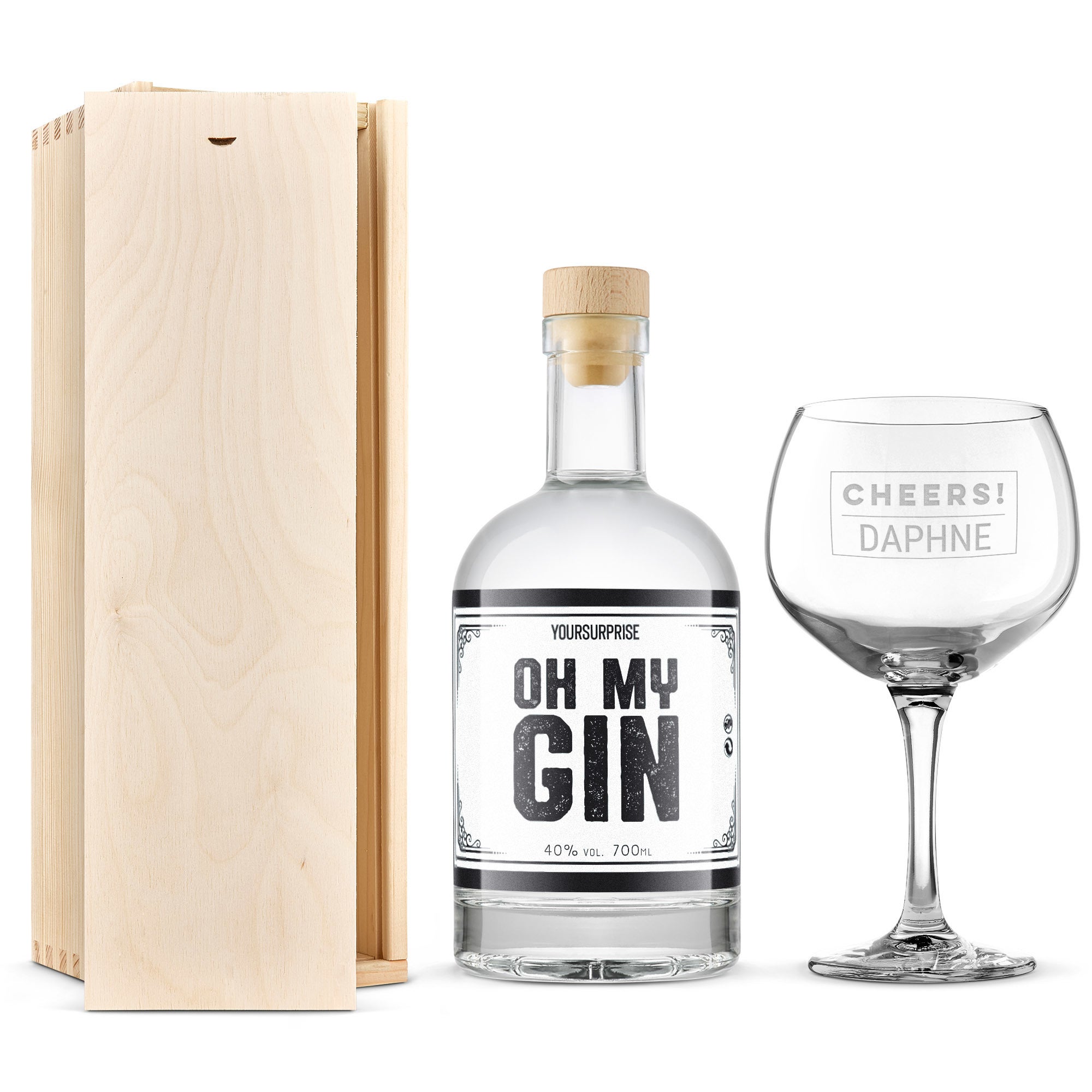 Personalised gin gift - YourSurprise - Engraved glass