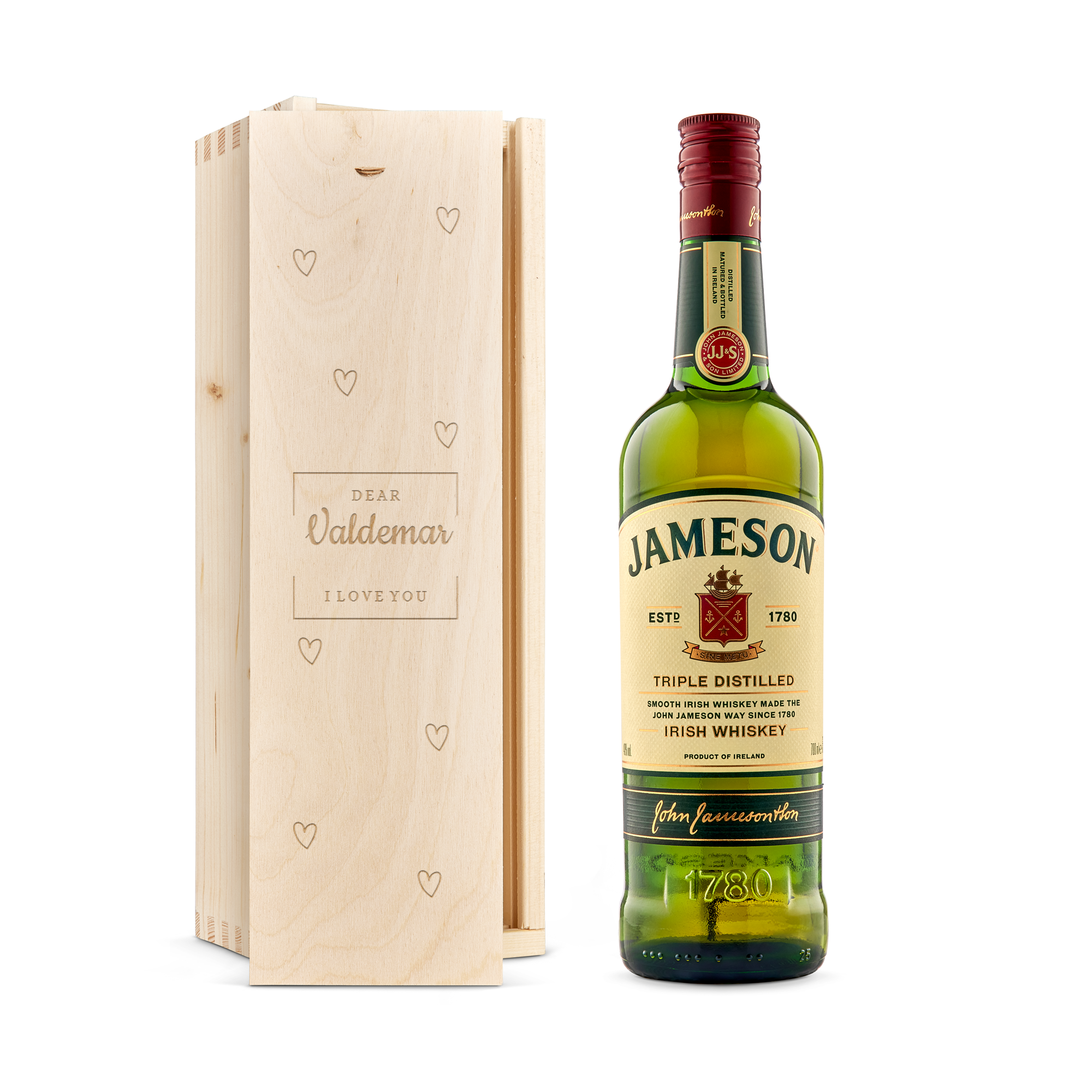 Jameson whisky – indgraveret æske