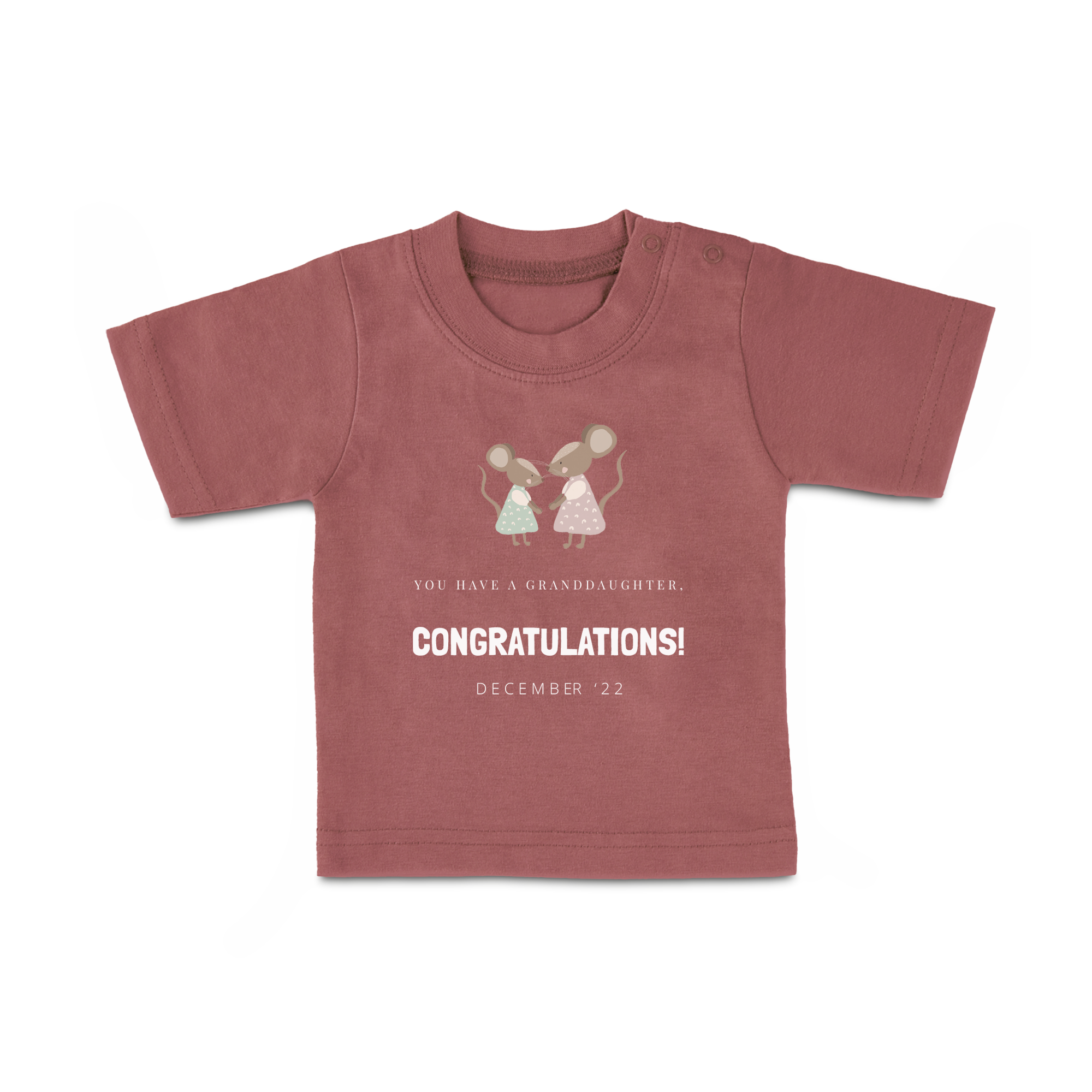 Baby T-Shirt - Printed - Short Sleeves - Pink  - 62/68