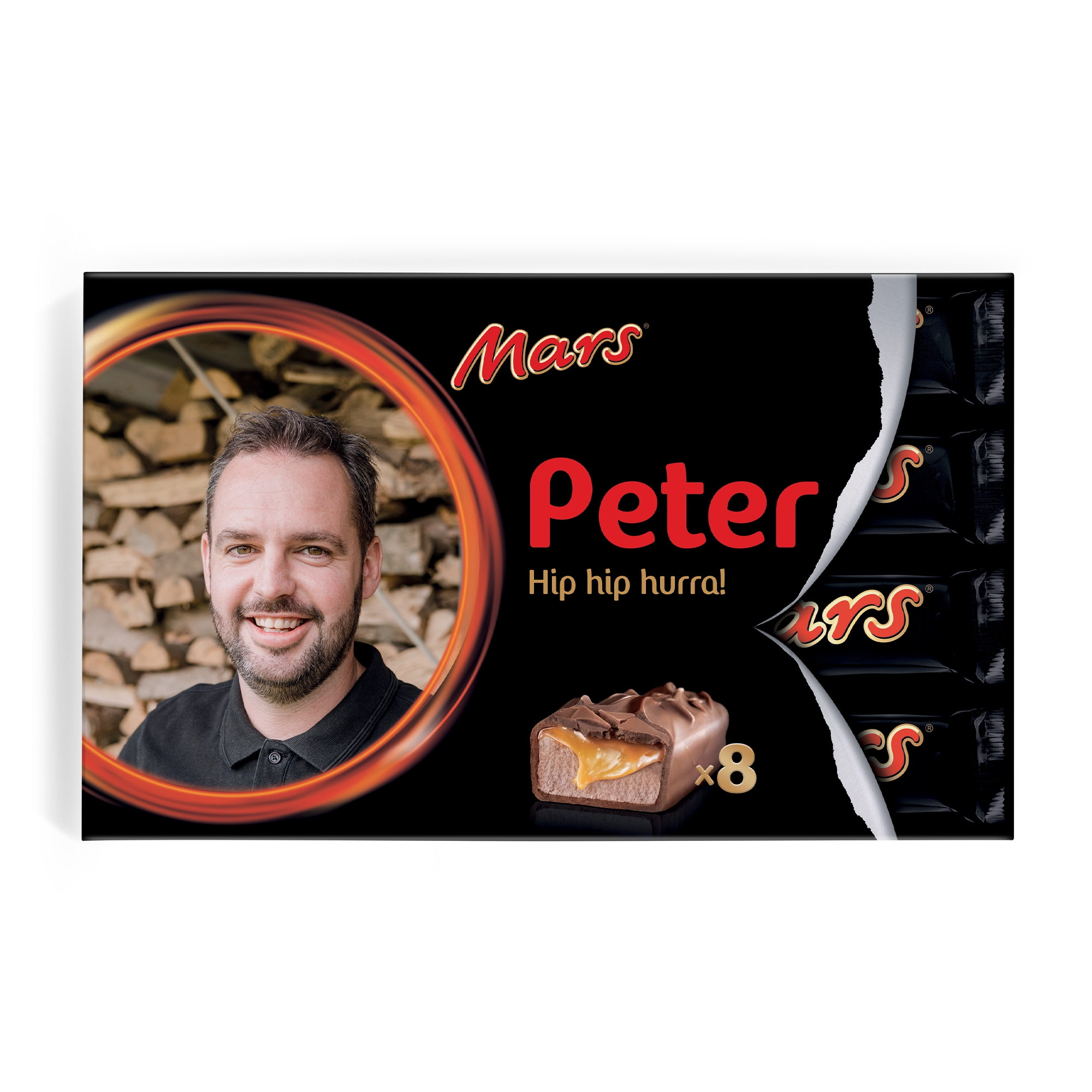 Mars chokoladegave med navn og billede