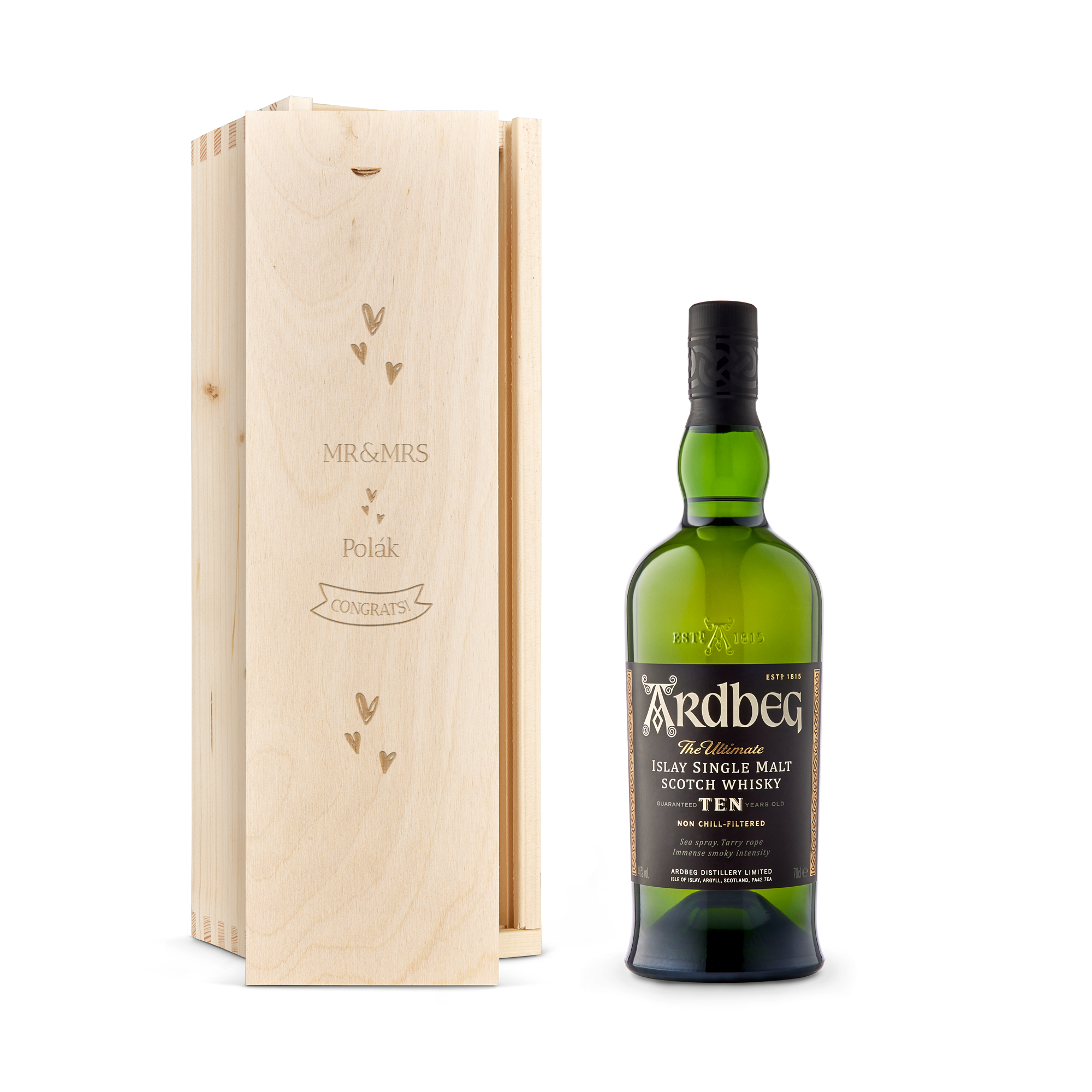 Ardberg 10 Years whisky - Gravírovaný box