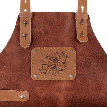 Leather Children's Apron with Name - Brown