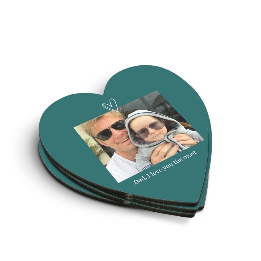 Personalised coasters - Hardboard - Heart - 4 pcs
