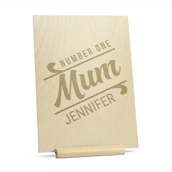 Wooden Mother's Day card - Engraved - Vertical