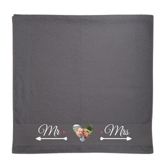 Personalised towel - Printed - Grey - 50 x 100 cm
