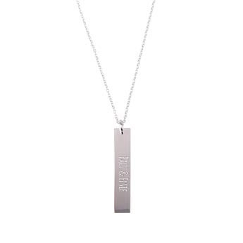 Strieborný náhrdelník s menom - Vertikálny pliešok