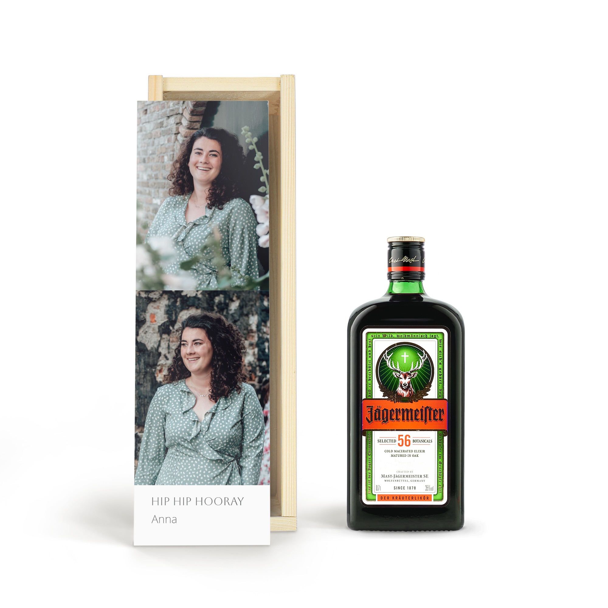 Personalised Jagermeister Liqueur Gift - Wooden Case