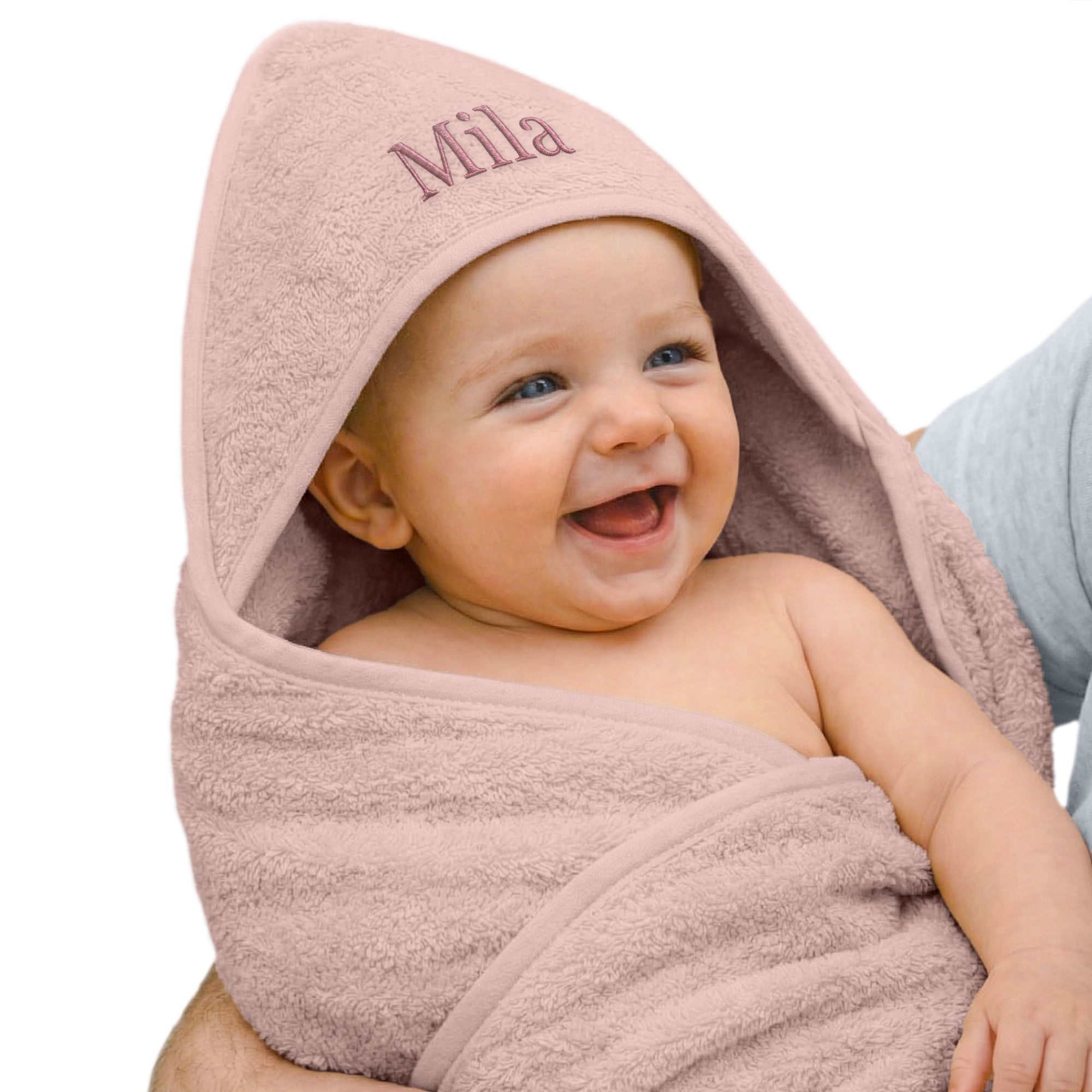 Badcape met naam - Badstof - Roze