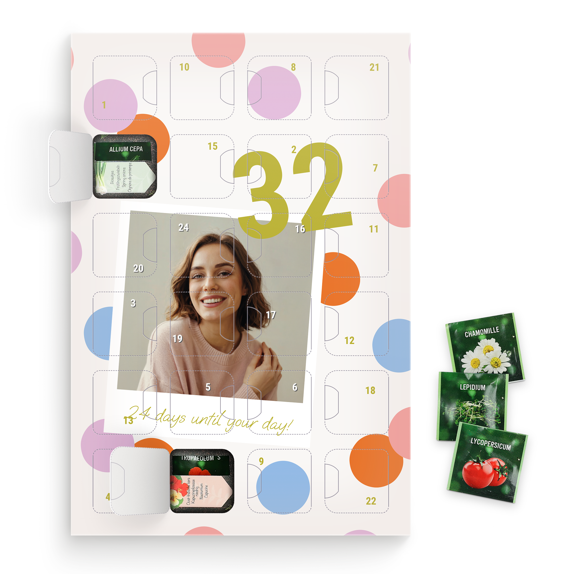 Calendar de Advent personalizat cu semințe