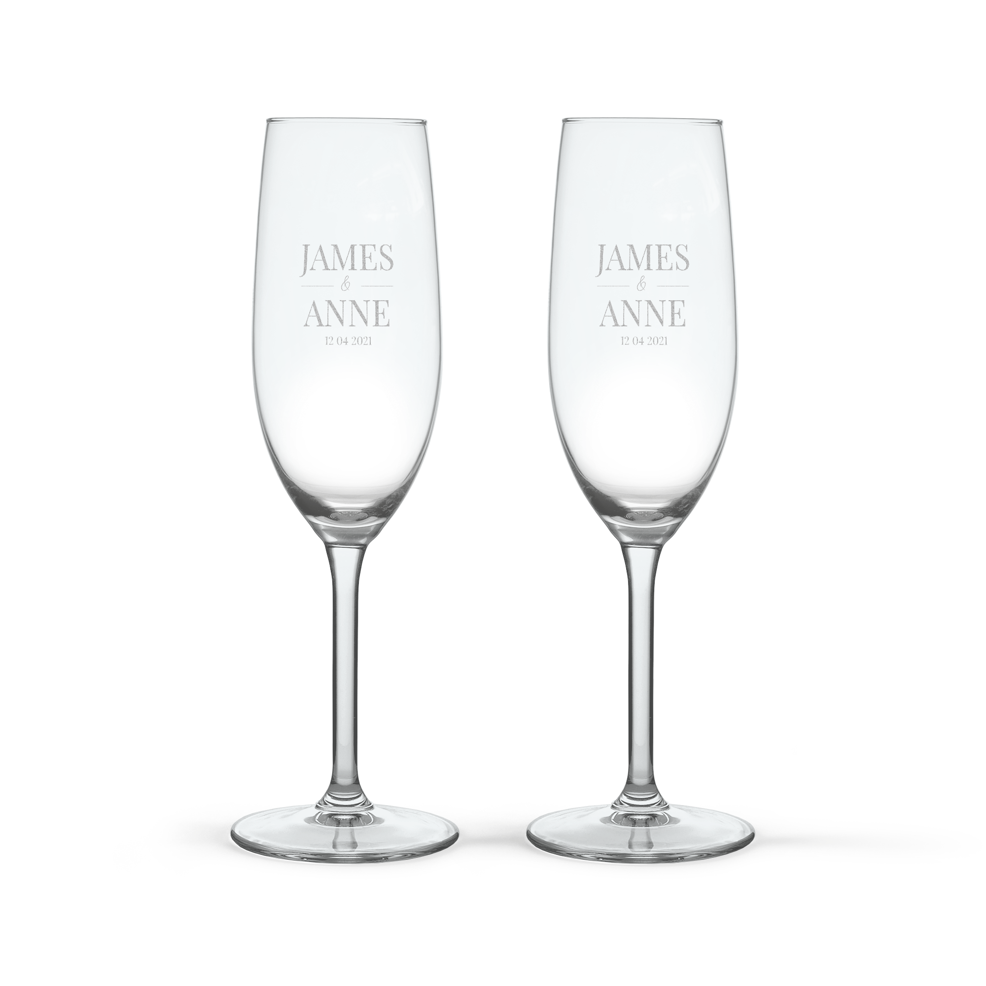 Sektglas mit Gravur - Klassisch - 2 Stück