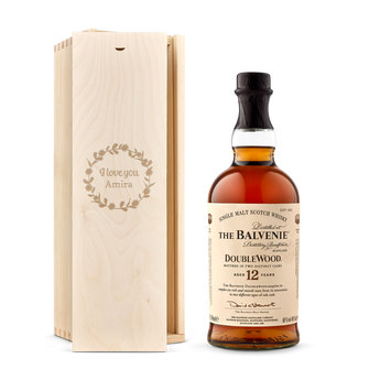 The Balvenie whiskey személyre szabott dobozban