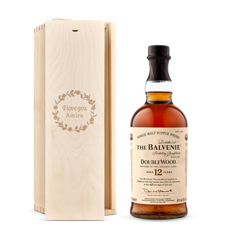 The Balvenie whiskey személyre szabott dobozban