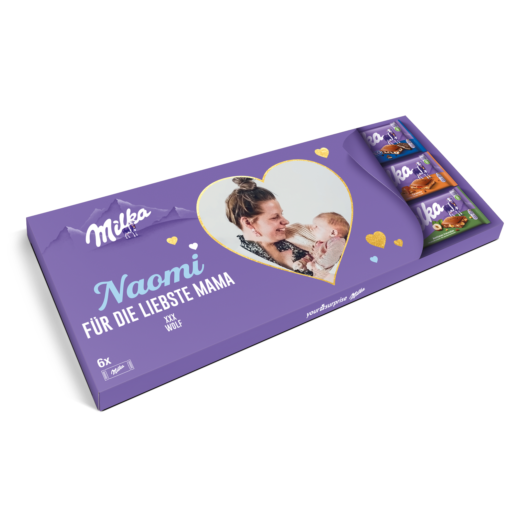 Riesen Milka Schokolade personalisieren mit Foto & Name - 6 Tafeln