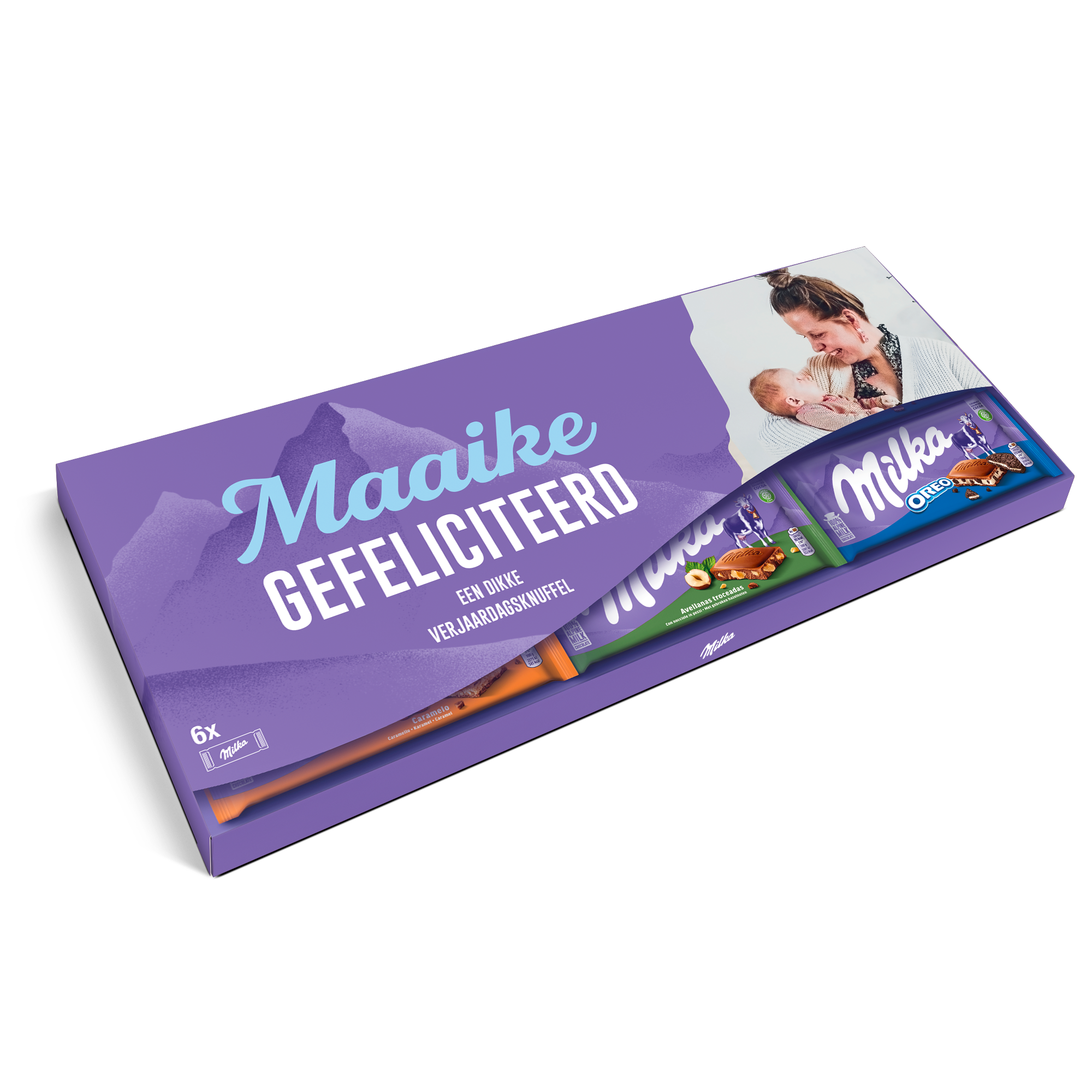 Mega Milka reep met naam en foto bedrukken - 6 repen