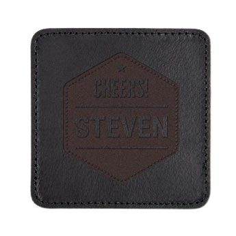 Personalised leather coasters - Black - 2 pieces