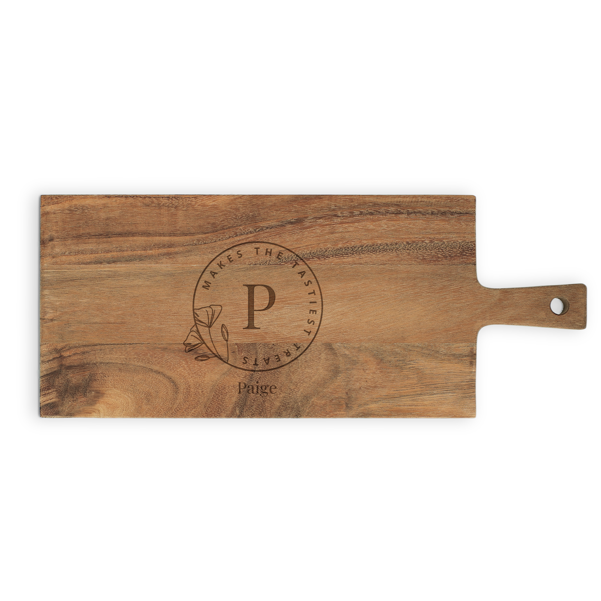 Dřevěný servírovací talíř - týk - obdélník - krajina (L)