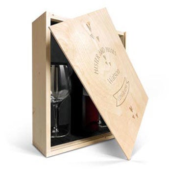 Luc Pirlet Merlot med glas og indgraveret låg