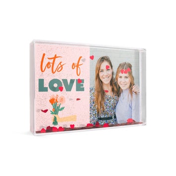 Personalised snow globe - Rectangle - Hearts