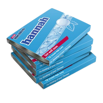 Personalised Mentos chewing gum packs
