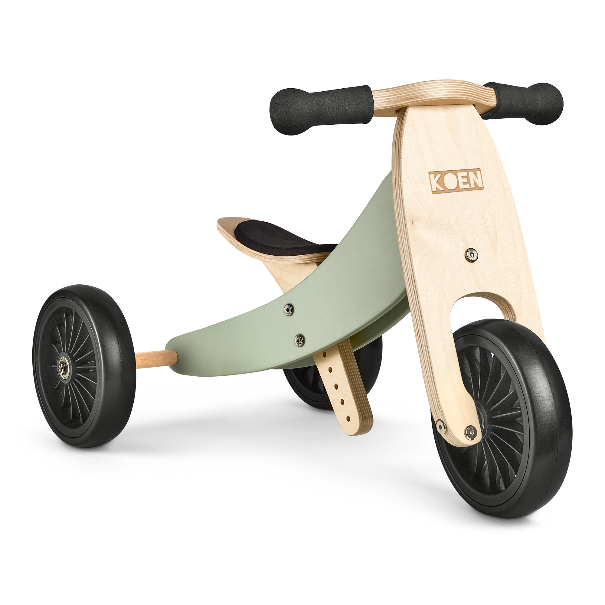 Houten driewieler en loopfiets 2-in-1 graveren
