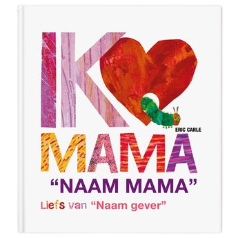 Boek met naam en foto - Rupsje Nooitgenoeg - Ik hou van mama - XL editie (hardcover)