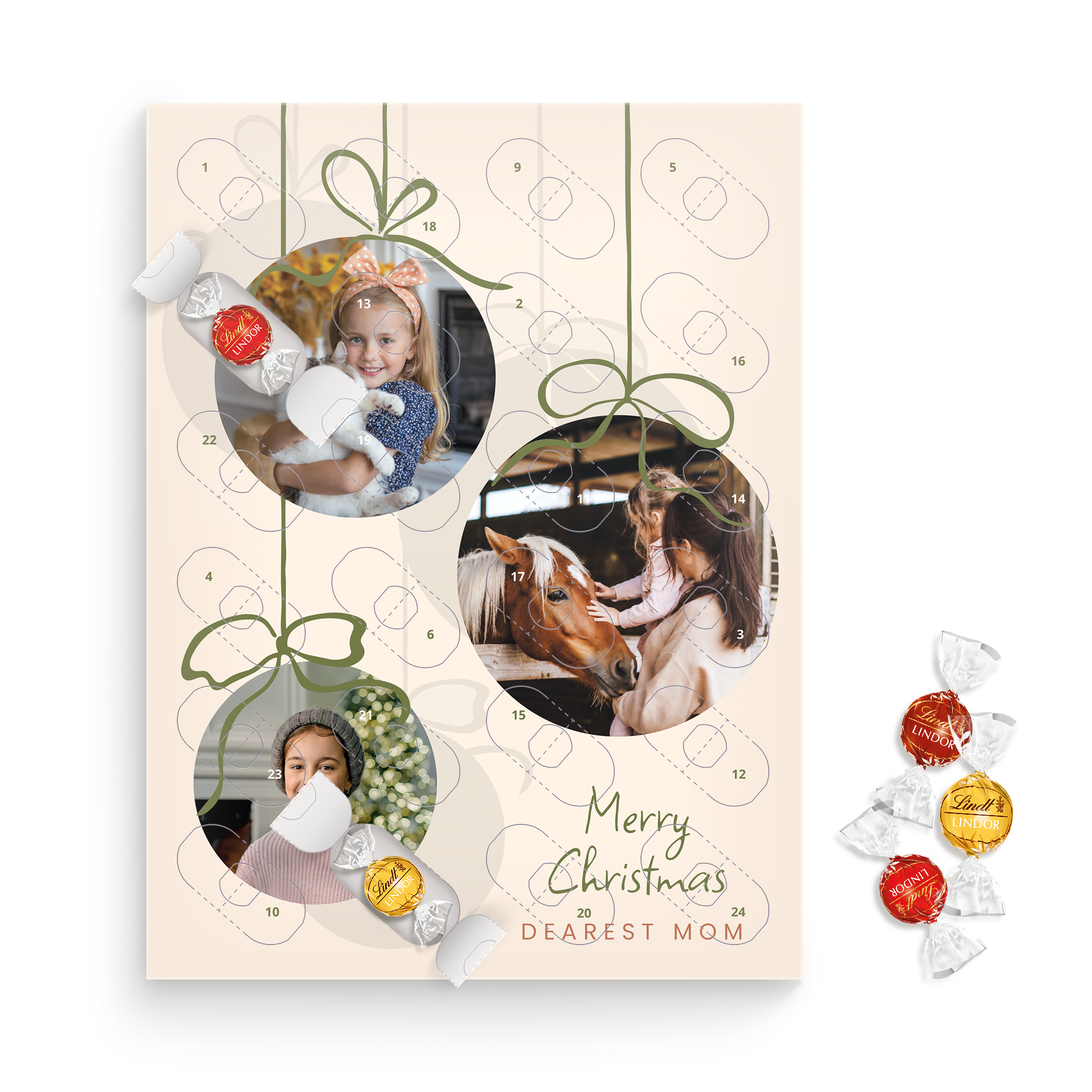 Personalised Advent Calendar with Lindor Assorti Mix