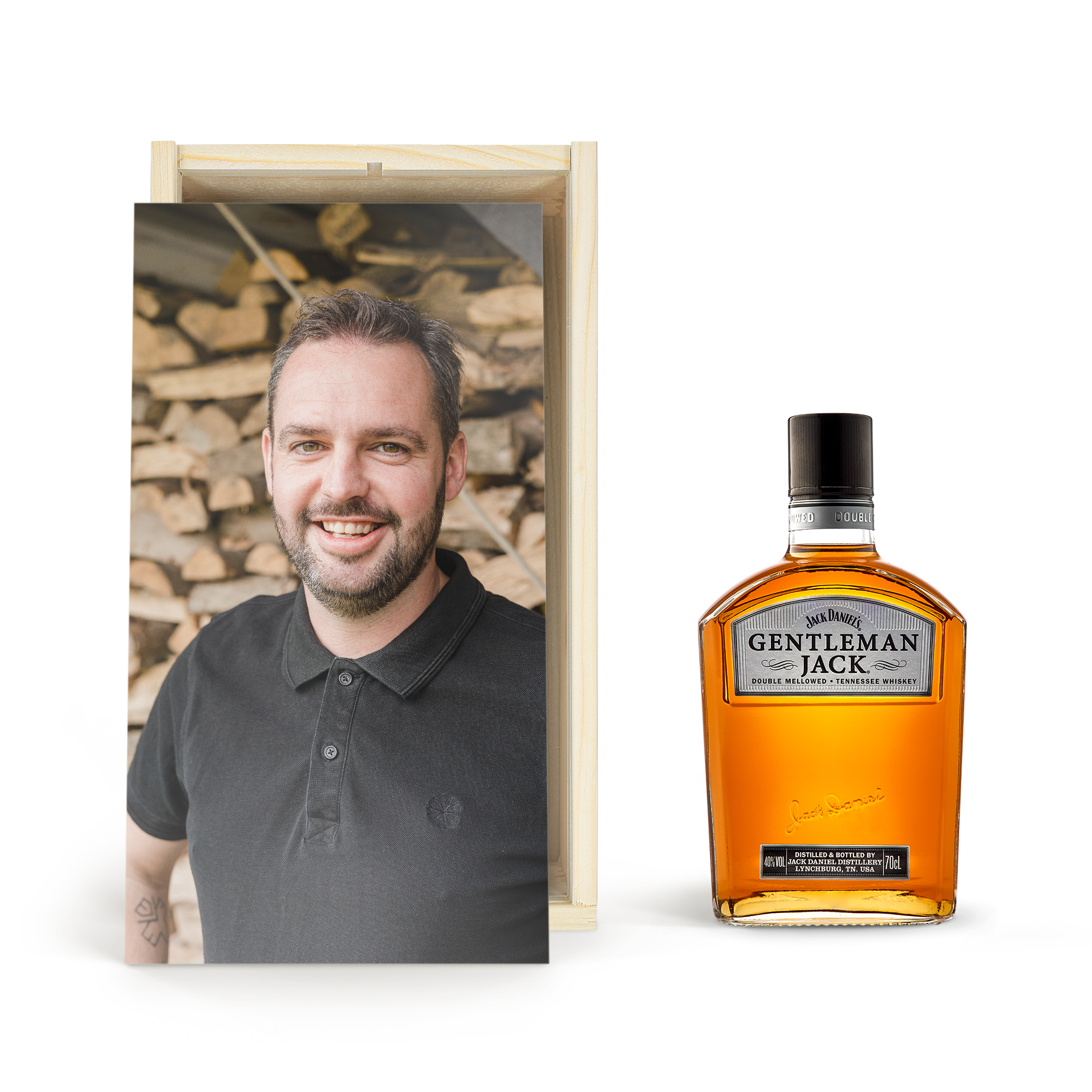Whiskey i personlig trækasse - Jack Daniels Gentleman Jack Bourbon