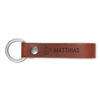 Schlüsselanhänger Leder mit Gravur -Braun - L