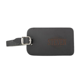 Personalised luggage tag - Leather - Black - Engraved