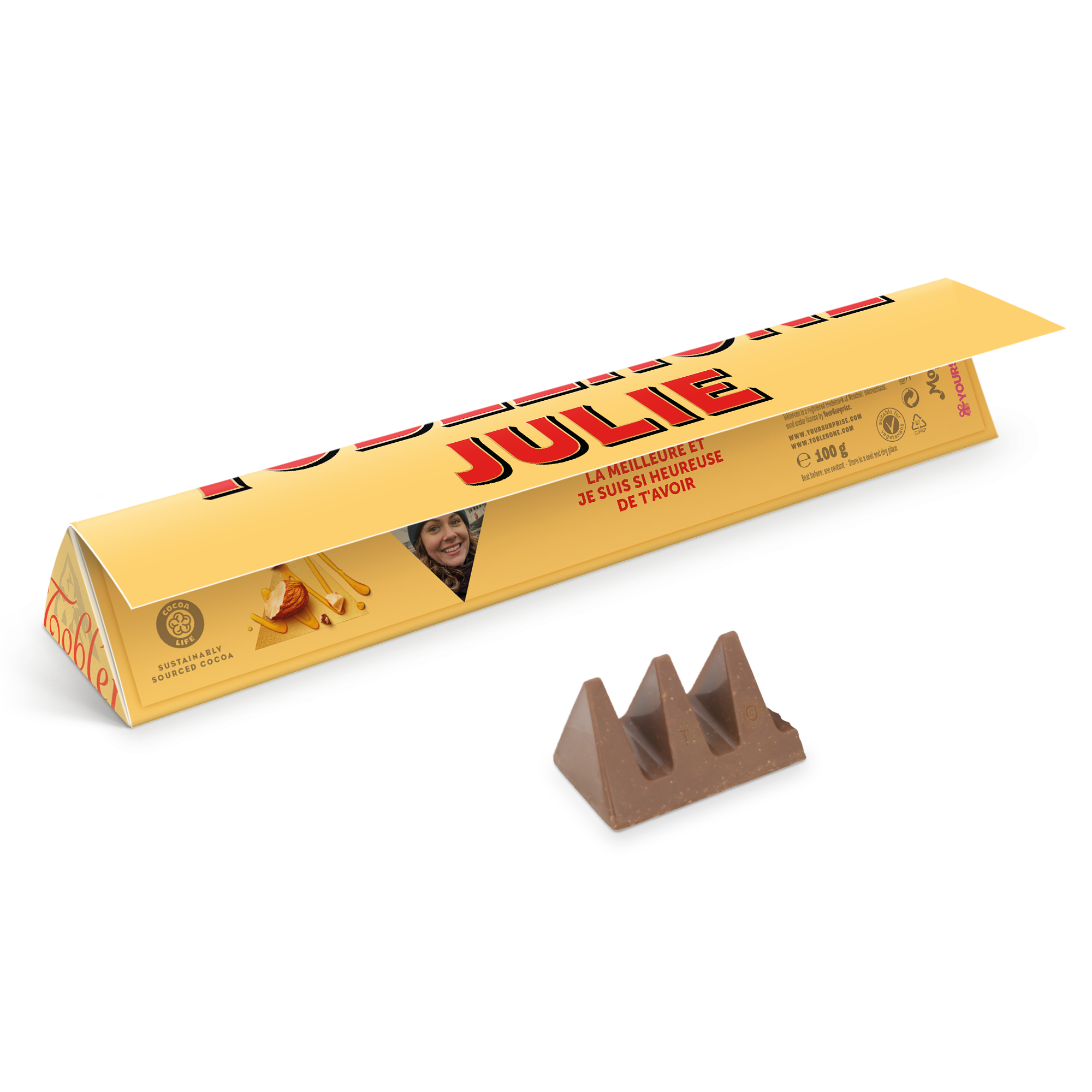 Toblerone personnalisé avec prénom et photo - S