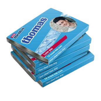 Personalised Mentos chewing gum packs