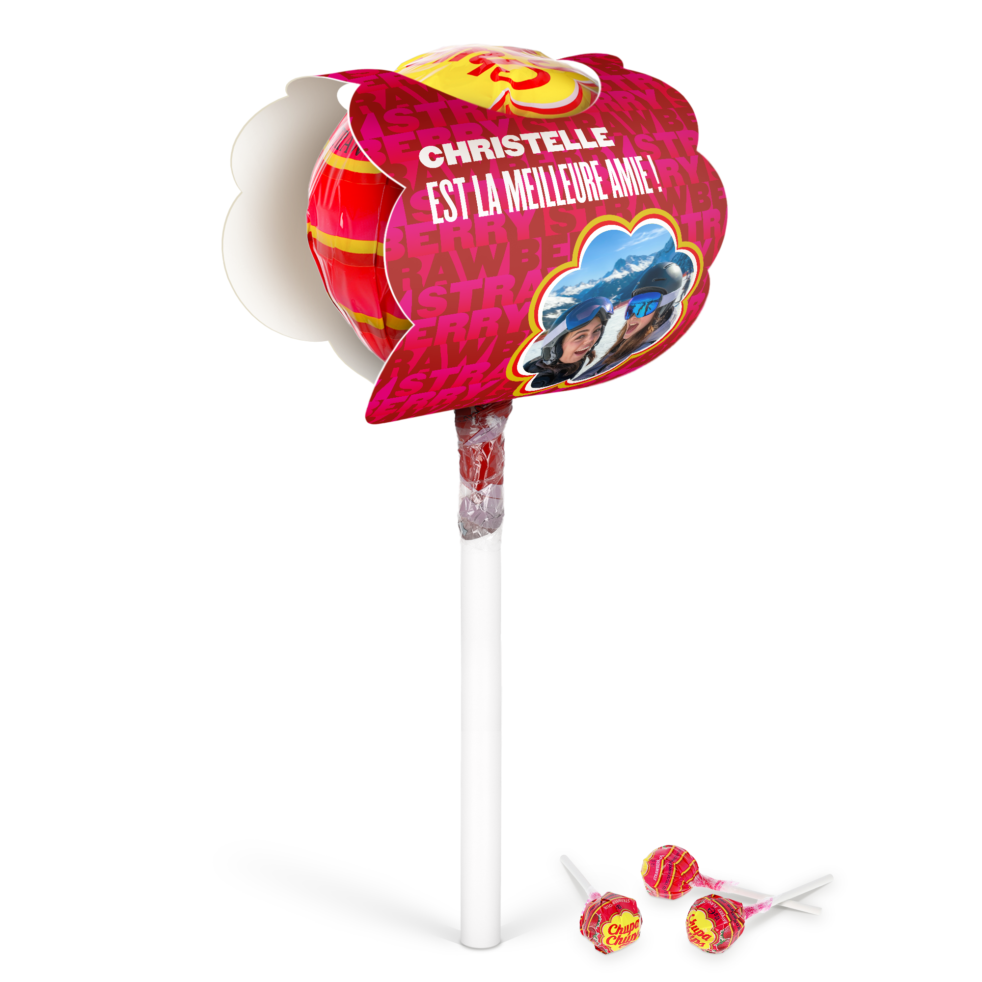 Méga Chupa Chups - Personnalisable - Fraise - 20 sucettes