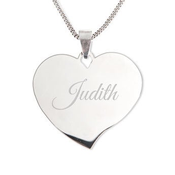 Silver name pendant - Heart (drop)