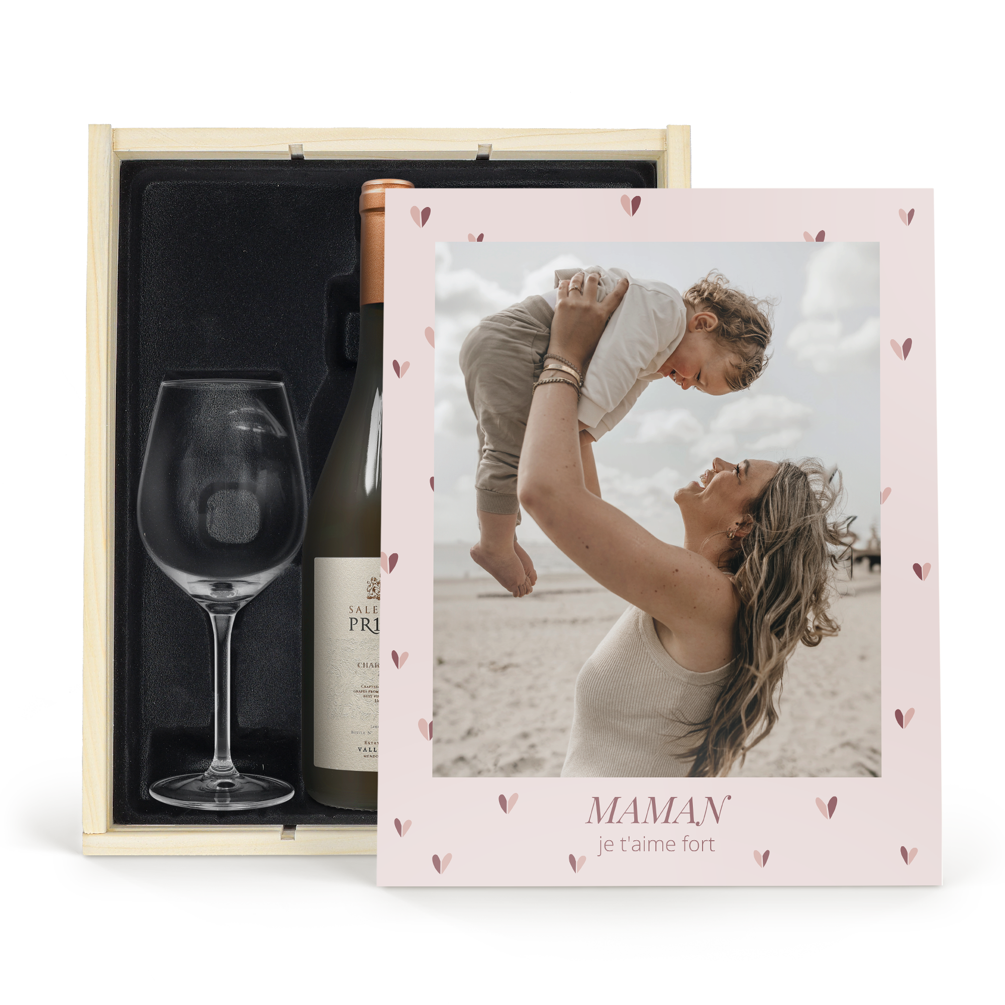 Coffret vin blanc avec 2 verres - Salentein Primus Chardonnay - Couvercle imprimé