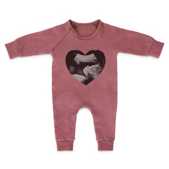 Babyplaysuit med tryk - Pink - 62/68