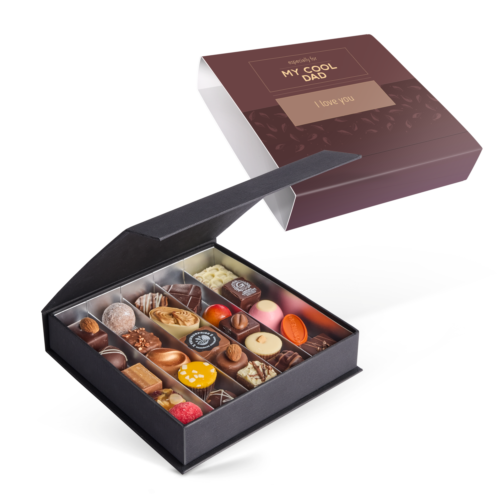 Luksus chokolade gaveæske med billede - Fars Dag